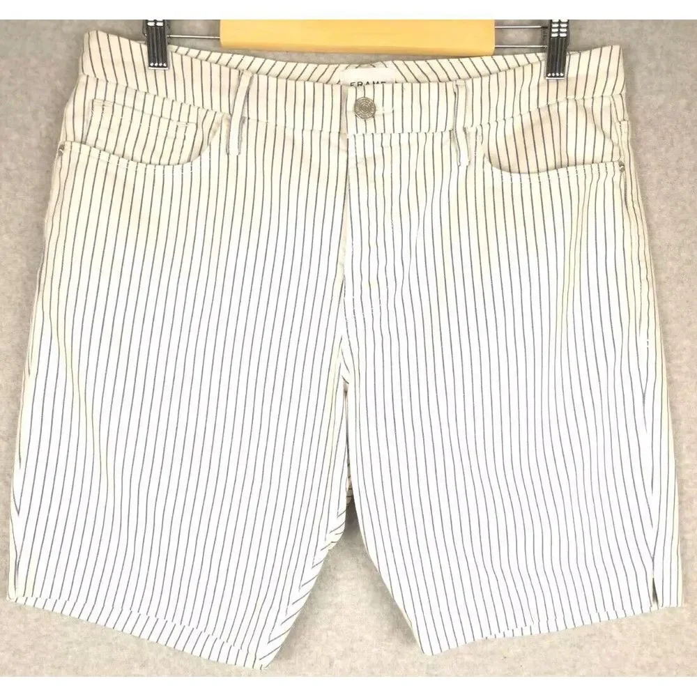 Frame Womens Le Crop Mini‎ Boot Shorts 31 White Stripes